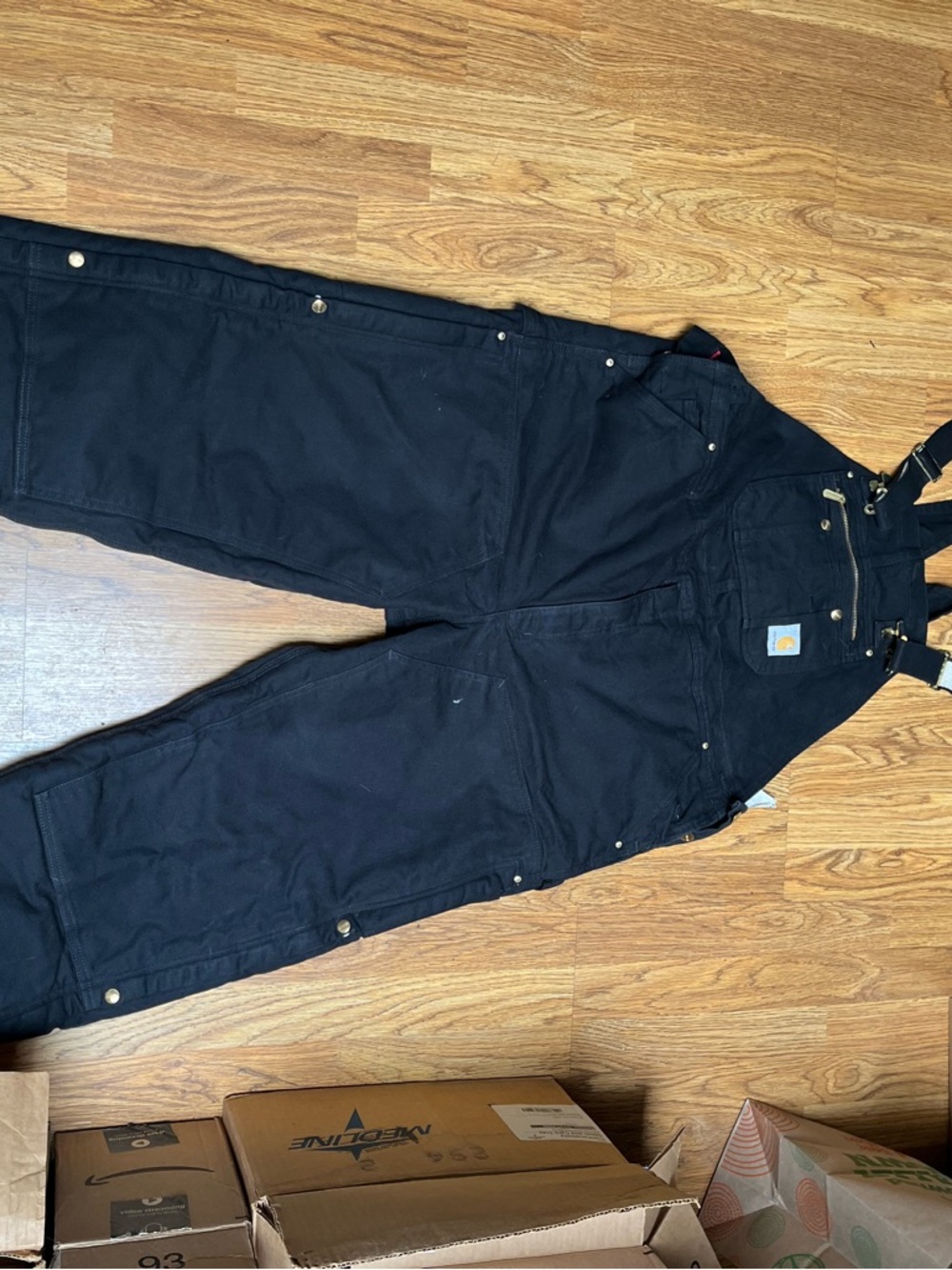 Carhartt Black insulated Work Bib Overalls with Utility Pockets